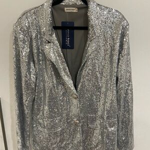 Anna-Kaci  Sparkling Silver Women's Blazer